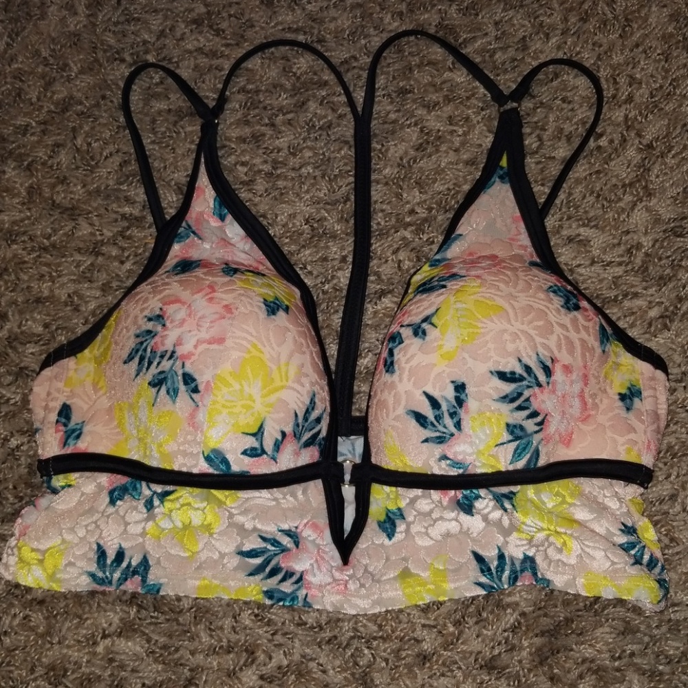 Floral velvet bralette